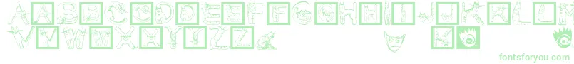 CatsAlphabet-Schriftart – Grüne Schriften auf weißem Hintergrund