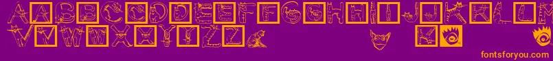 CatsAlphabet Font – Orange Fonts on Purple Background