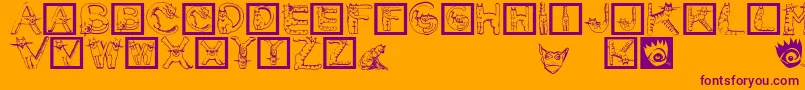 CatsAlphabet Font – Purple Fonts on Orange Background