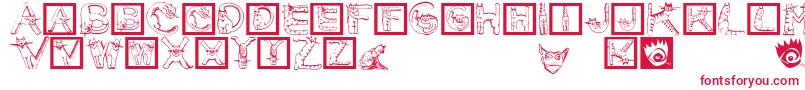 CatsAlphabet Font – Red Fonts on White Background