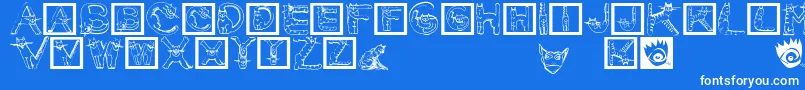 CatsAlphabet Font – White Fonts on Blue Background