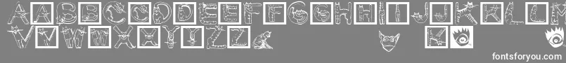 フォントCatsAlphabet – 灰色の背景に白い文字