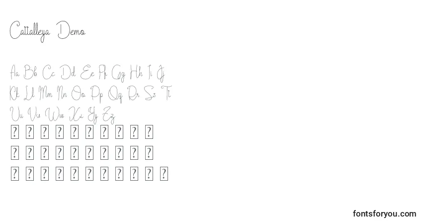 Schriftart Cattalleya Demo – Alphabet, Zahlen, spezielle Symbole