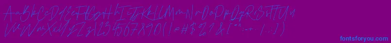Cattclay-Schriftart – Blaue Schriften auf violettem Hintergrund