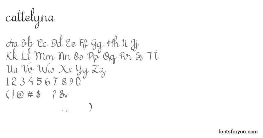 Schriftart Cattelyna – Alphabet, Zahlen, spezielle Symbole