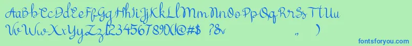 フォントcattelyna – 青い文字は緑の背景です。