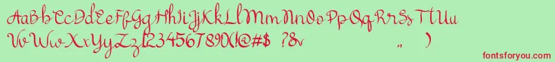 フォントcattelyna – 赤い文字の緑の背景