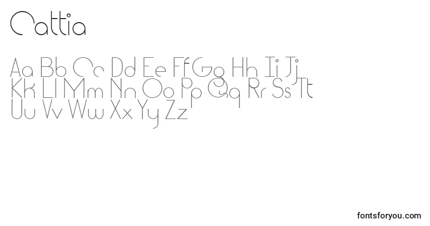 A fonte Cattia – alfabeto, números, caracteres especiais