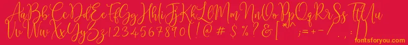 Cattieshine Font – Orange Fonts on Red Background