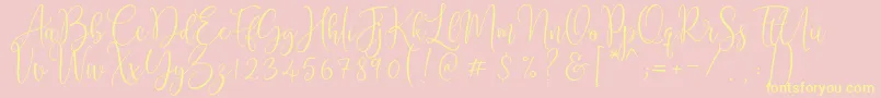 Cattieshine-Schriftart – Gelbe Schriften auf rosa Hintergrund