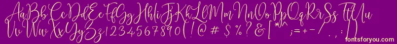 Cattieshine-Schriftart – Gelbe Schriften auf violettem Hintergrund