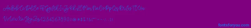 フォントCattomscute – 紫色の背景に青い文字