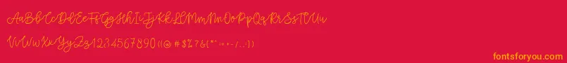 Cattomscute Font – Orange Fonts on Red Background