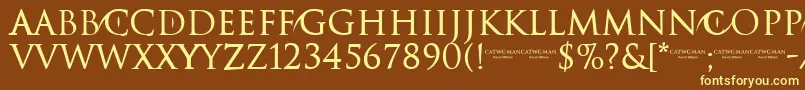 CATWOMAN-fontti – keltaiset fontit ruskealla taustalla