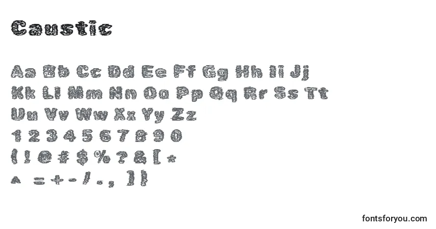 A fonte Caustic – alfabeto, números, caracteres especiais