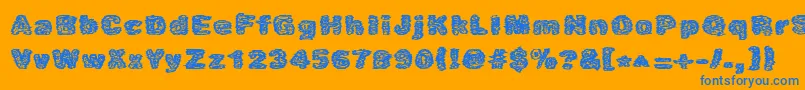 Caustic Font – Blue Fonts on Orange Background