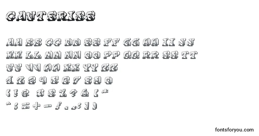 A fonte Cauterise (122999) – alfabeto, números, caracteres especiais