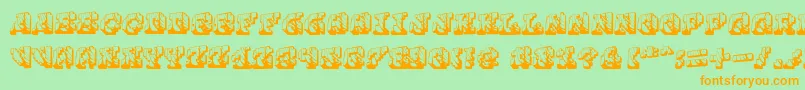 Cauterise-Schriftart – Orangefarbene Schriften auf grünem Hintergrund