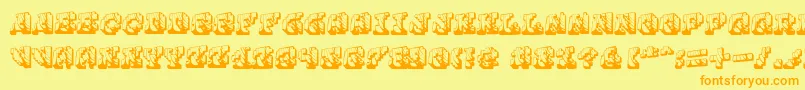 Cauterise Font – Orange Fonts on Yellow Background