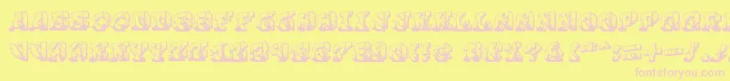 Cauterise Font – Pink Fonts on Yellow Background