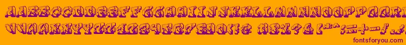 Cauterise-Schriftart – Violette Schriften auf orangefarbenem Hintergrund