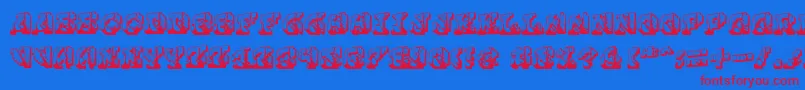 Cauterise Font – Red Fonts on Blue Background