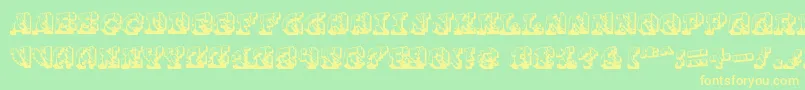 Cauterise Font – Yellow Fonts on Green Background