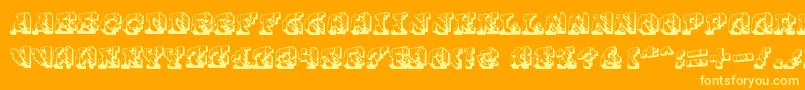 Fonte Cauterise – fontes amarelas em um fundo laranja