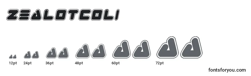 sizes of zealotcoli font, zealotcoli sizes