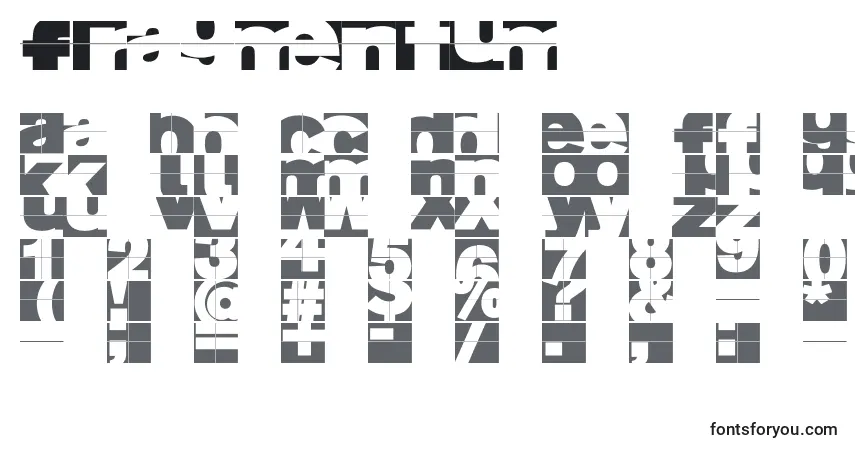 characters of fragmentum font, letter of fragmentum font, alphabet of  fragmentum font