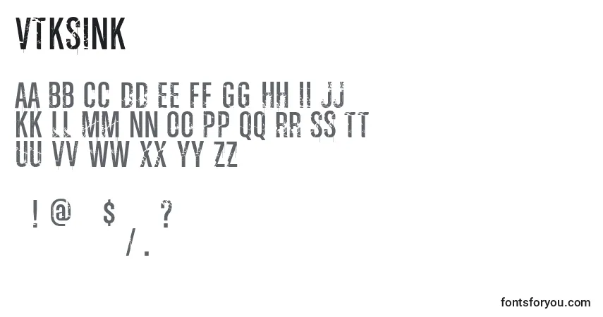 A fonte VtksInk – alfabeto, números, caracteres especiais
