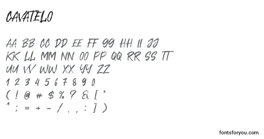A fonte Cavatelo – alfabeto, números, caracteres especiais