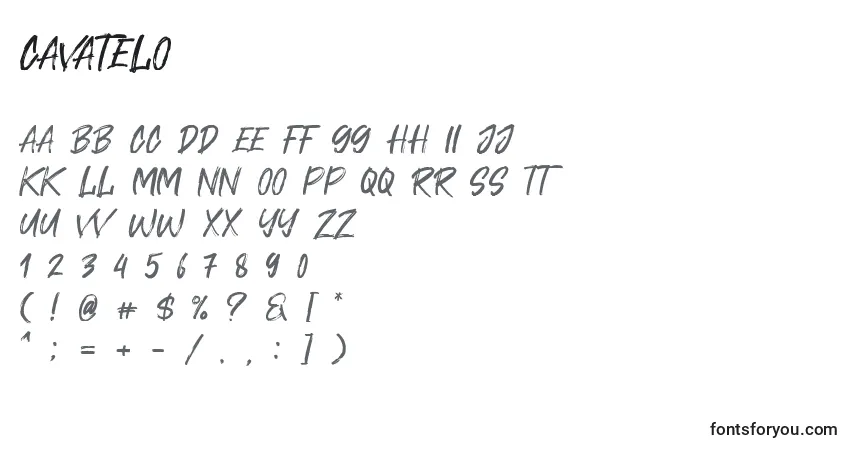 Schriftart Cavatelo (123001) – Alphabet, Zahlen, spezielle Symbole