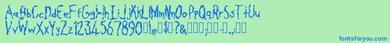 フォントCavity Regular – 青い文字は緑の背景です。