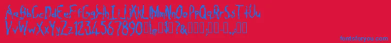 フォントCavity Regular – 赤い背景に青い文字