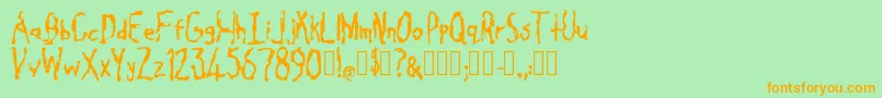 Cavity Regular-Schriftart – Orangefarbene Schriften auf grünem Hintergrund