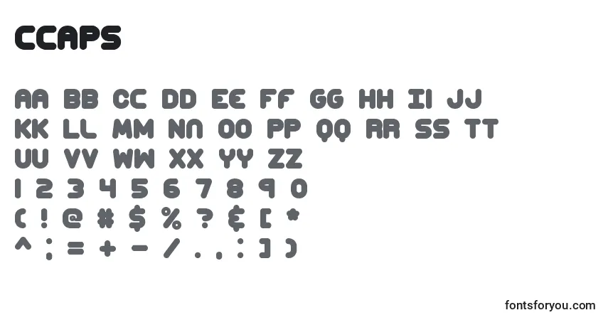 Czcionka Ccaps (123003) – alfabet, cyfry, specjalne znaki