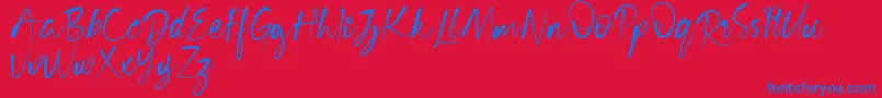 Cecilia Free Version-Schriftart – Blaue Schriften auf rotem Hintergrund