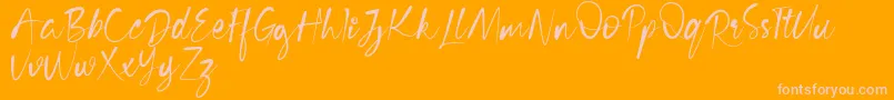 Cecilia Free Version-Schriftart – Rosa Schriften auf orangefarbenem Hintergrund