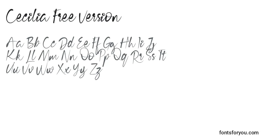 Schriftart Cecilia Free Version (123007) – Alphabet, Zahlen, spezielle Symbole