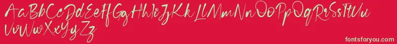 Cecilia Free Version-Schriftart – Grüne Schriften auf rotem Hintergrund