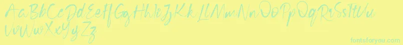 フォントCecilia Free Version – 黄色い背景に緑の文字