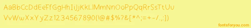 フォントcekerayam regular webfont – オレンジの文字が黄色の背景にあります。