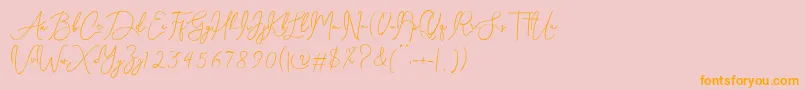 Celesta diaz-Schriftart – Orangefarbene Schriften auf rosa Hintergrund