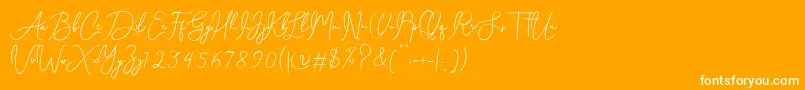 Celesta diaz-Schriftart – Weiße Schriften auf orangefarbenem Hintergrund