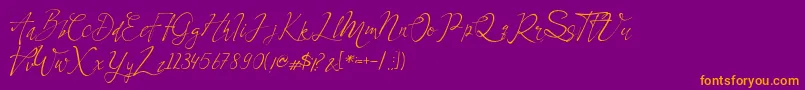 Celesta-Schriftart – Orangefarbene Schriften auf violettem Hintergrund
