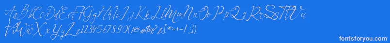 Celesta-Schriftart – Rosa Schriften auf blauem Hintergrund