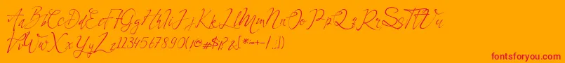 フォントCelesta – オレンジの背景に赤い文字