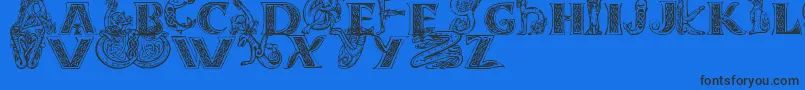 Celtasmigoria Font – Black Fonts on Blue Background