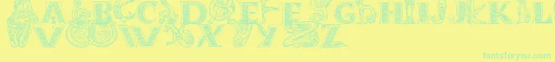 Celtasmigoria Font – Green Fonts on Yellow Background